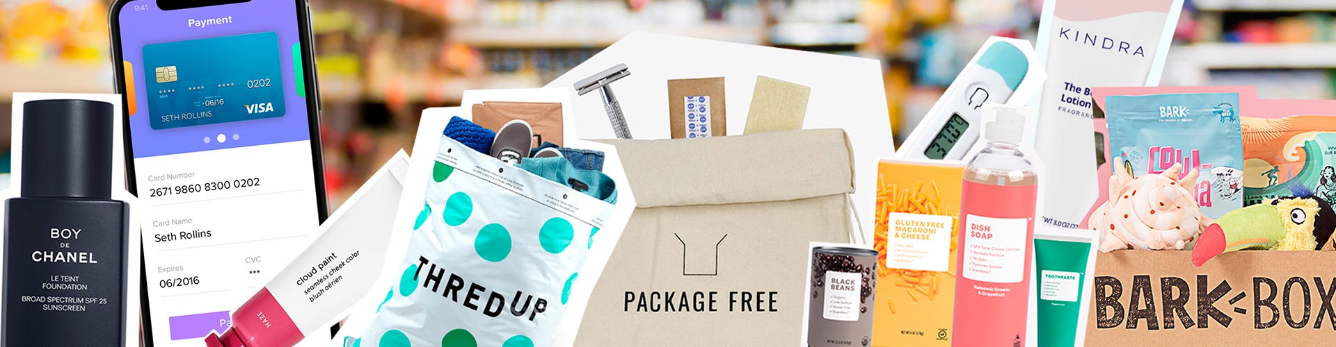What does ‘Change Now’ Mean? 5 Shopping Shifts to Watch blog banner featuring several modern innovative products that can be bought online