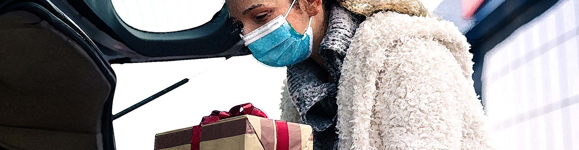 How Retailers Can Show the Love this Holiday Season blog banner featuring woman in a mask loading her trunk with wrapped gifts