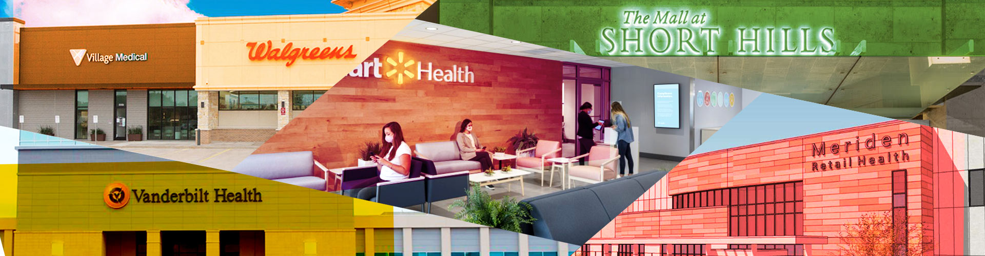 Collage of retailers that feature medmalls and retail pharmacy - banner