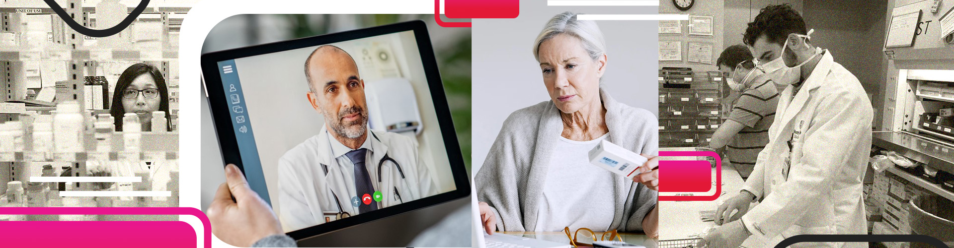Retail clinics, pharmacy, and virtual doctor collage