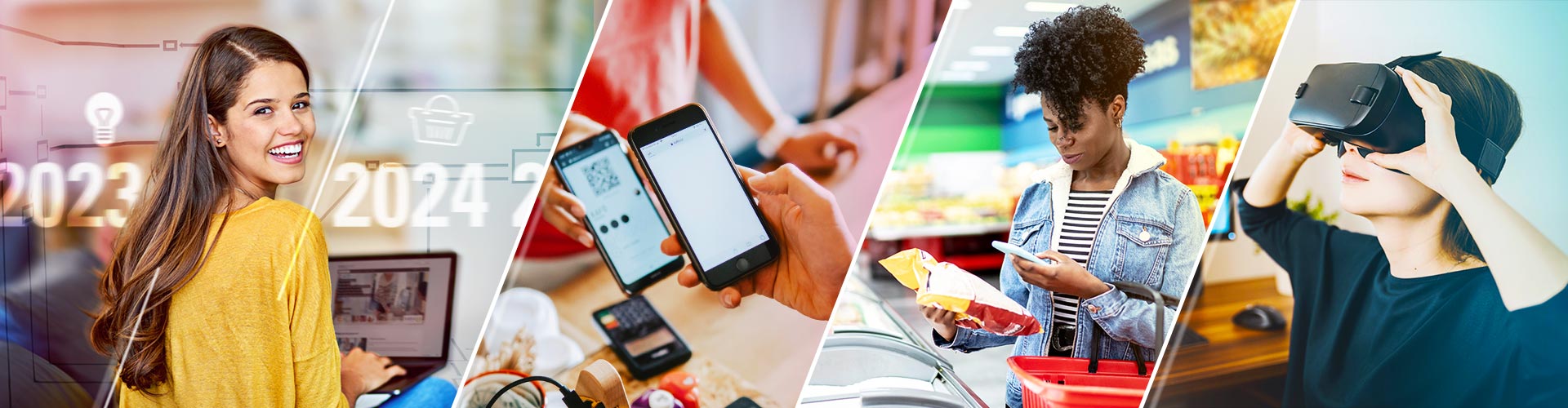 Planned Disruption blog banner featuring Report cover and three images of 2023 retail shopper trends
