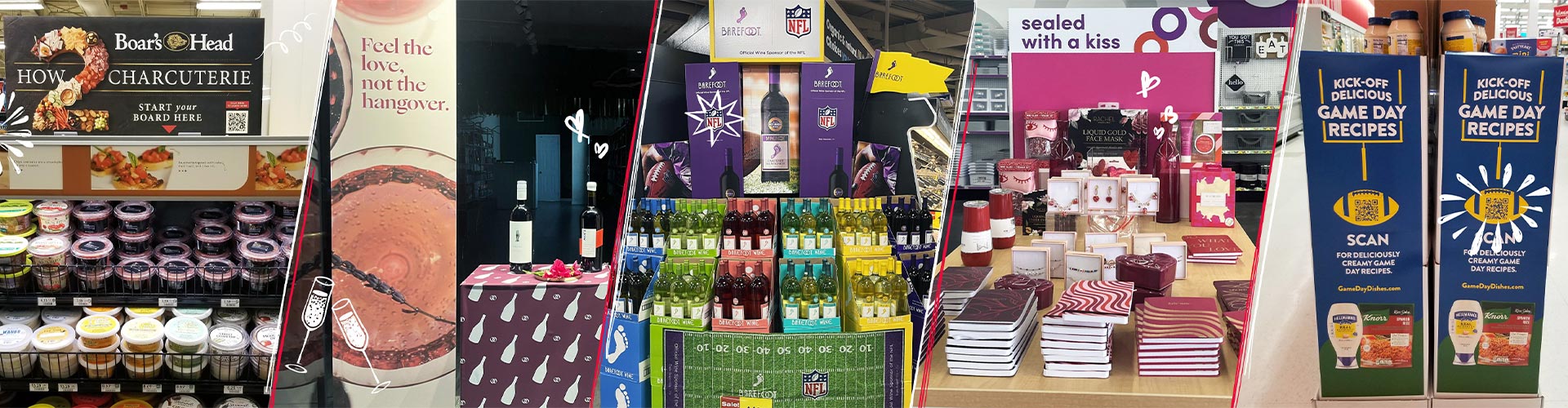 Retail Safari banner featuring collage of grocery retailer displays relating to holidays and celebrations