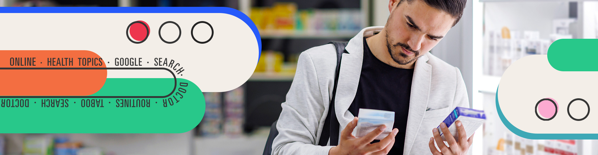 Retail’s Missed Opportunity in Men’s Wellness blog main banner featuring man looking at health products in retail pharmacy